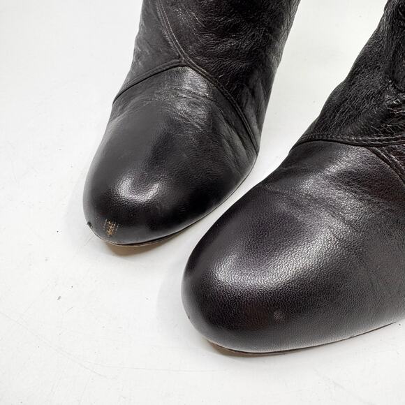 FRYE 'Ava' Dark Brown Snakeskin Textured Leather Heeled Boots - Picture 7 of 10